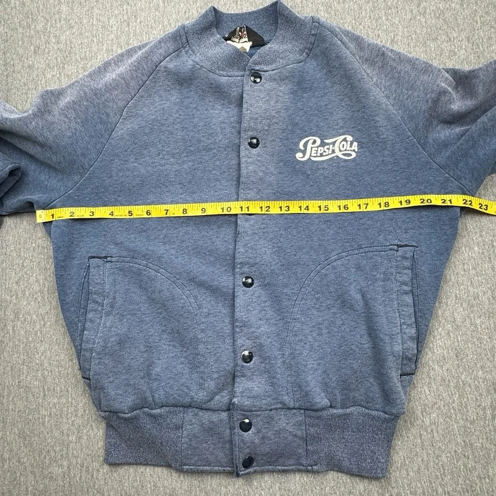 Pepsi-Cola Snap Button Jacket Men's Size‎ M Navy Blue Vtg Sportsmaster USA Faded